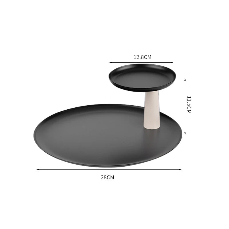 Ahunderjiaz-Nordic Style Luxury Double Round Tray, Storage Display Shelf, Home Decoration, Entryway, Kitchen Storage